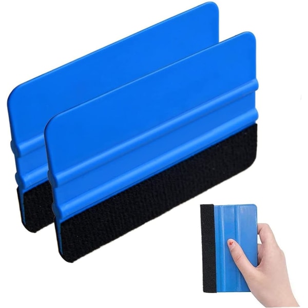 2 stk plastnal for klistremerker, bilfolieverktøy, vindusfargingsverktøy, myk filtnal (blå)