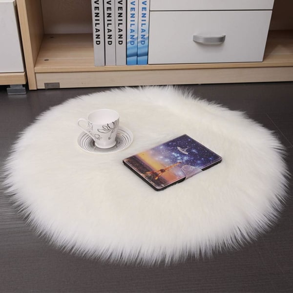 Karitsannahkainen matto Fluffy pehmeä pehmoverhoilu tuolityyny Sohvatyyny (valkoinen, 45 x 45 cm)