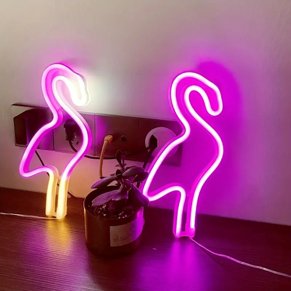 1 stk. Flamingo Neon Skilt Lys, Størrelse 11,4x5,5in Ca. (29x14cm) Til Vægdekoration, USB Eller Batteridrevet, Rosa