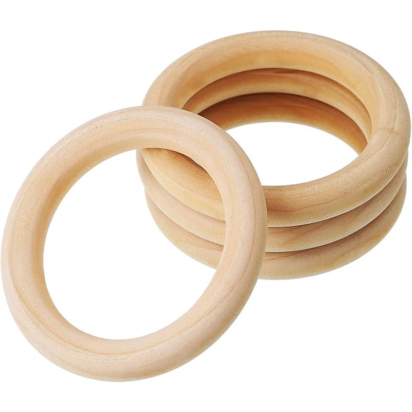 Crday 40 stk naturlig tre ringer, tidlige år løse deler lek 2 størrelse tre ringer gave