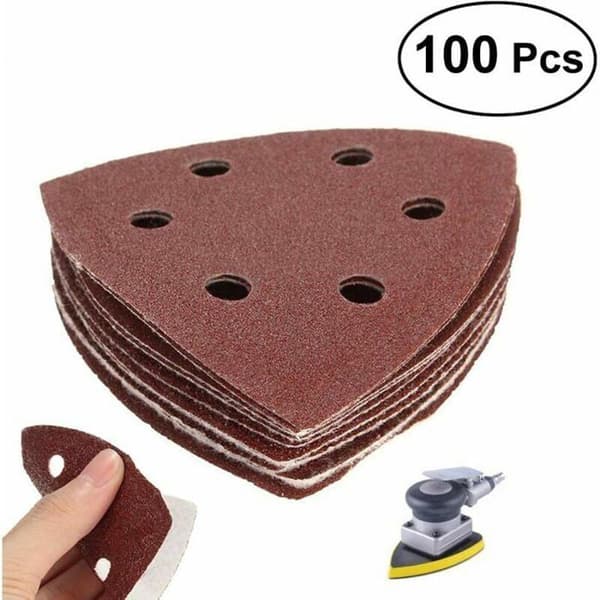 Dstockage 100 st triangulära slipskivor sandpapper 6 hål korn 406080120240 ISHINK