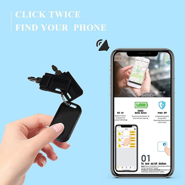 4 kpl mustavalkoinen avaimen paikannus, Bluetooth seuranta avaimille Lemmikkilompakoille ja koululaukuille, avaimenhaku Smart Trackers