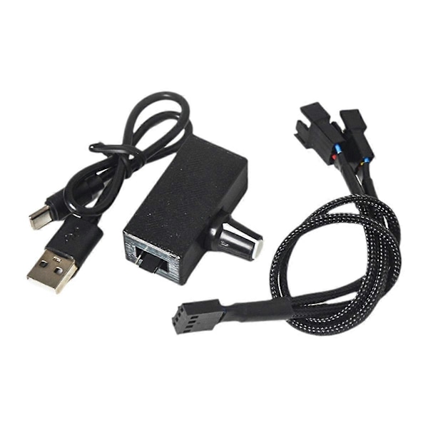 PWM Hastighetsregulator 12V 4Pin PWM Fläktkontroller USB TYPE-C Strömförsörjning DIY Vattenkylningskylare med 1 till 2 Adapterkabel