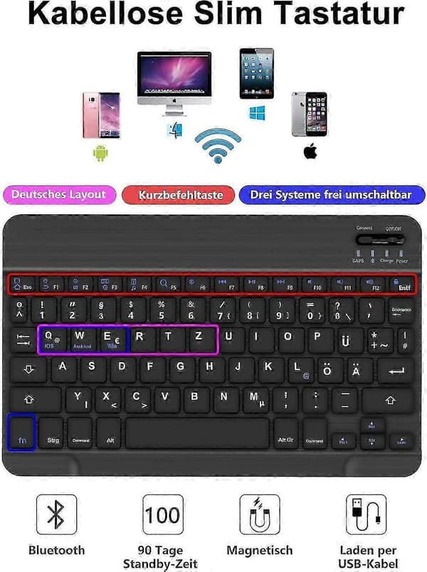 Galaxy Tab A9 Plus Deksel med Magnetisk Trådløst Bluetooth Avtakbart Tastatur