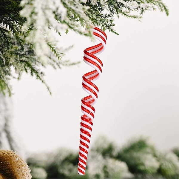 6 stk juleslikkepynt plast hvitt og rødt Candy Cane Pynt Juletre Dekor Anheng Julefest Hjem Dekor Tilbehør Gif