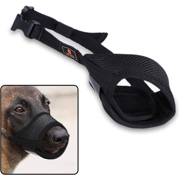 Andiker Hundemunnbind, Mesh, Med Justerbar Spenne Og Myk Polstring, For Å Forhindre Bjeffing, Biting Og Tygging, Svart, Størrelse S