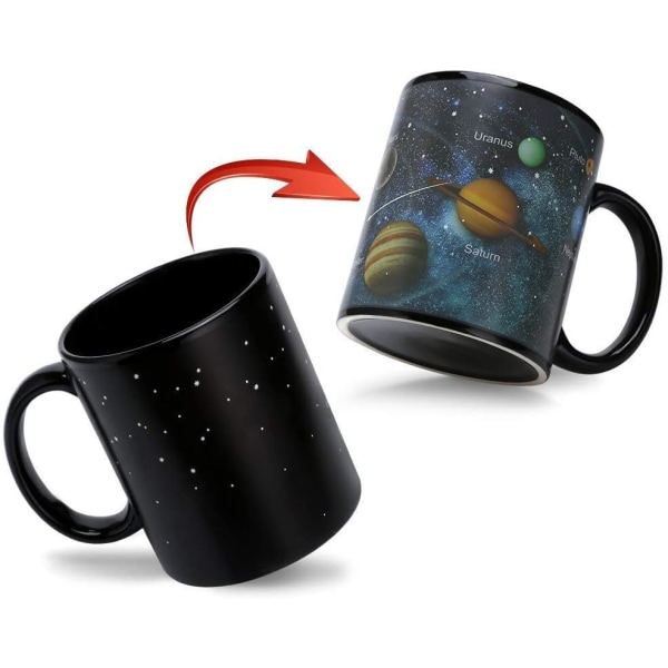 Kahvimuki Magic Mug Solar System Kahvimuki Värinmuutosmuki lämmöllä pojalle, 12oz，1kpl
