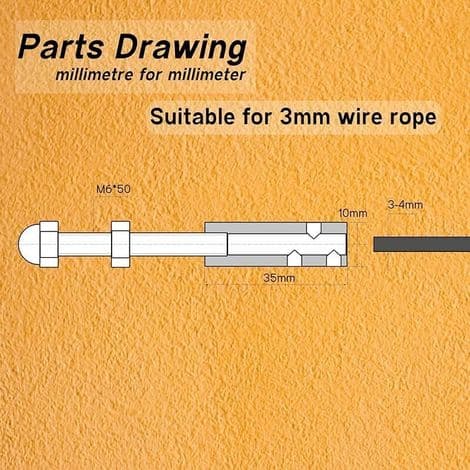 Sæt med 4 skrueterminaler til 4 mm wire - Wirestrammer i rustfrit stål til spændingsfiksering (4 x 3 mm)