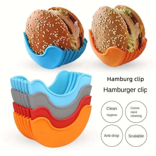 4-pack matklämmor Matbricka Silikon Burgerklämmor Bärbar