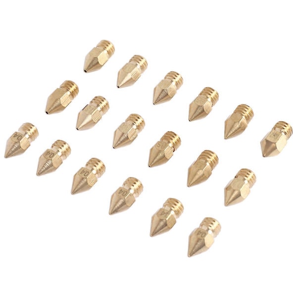 18 st 3D-skrivarmunstycken M6 Extruder Mässingsmunstycke Skrivhuvud (2x0.2mm+2x0.3mm+6x0.4mm+2x0.5mm+2x0.6