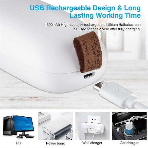 Mini Folieforsegler, USB Genopladelig Mini Folieforsegler, Forseglingsmaskine, Pose Svejsemaskine, Pose Svejsning