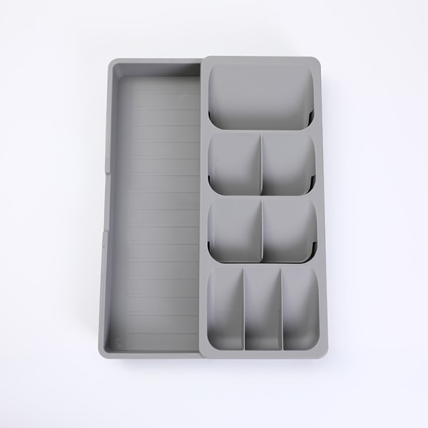 To-delt skuffe bestikbakke, størrelse justerbar skuffeindsats, grå - 40,5*16,5*5,5 cm