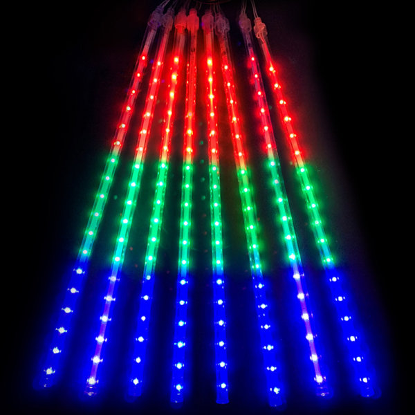 Valoisa ruusuinen LED-efekti meteorisuihku timanttipiippukivi sisä- ja ulkotiloissa joulu, 30cm [8 kpl set ] aurinkokaukosäädin-värivalo