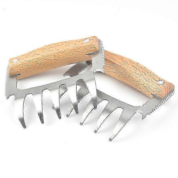 Multifunktionell Köttseparator (2 st, Träfärg) - Perfekt Tillbehör för Fläskklösgrillning och Köttskärning