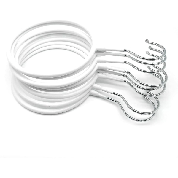 Bälte/sjalhängare för garderob - 8 st halkfria stålhängare för slipsar, sjalar, pashminas (vit)