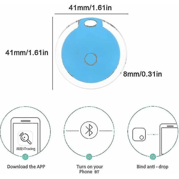 4 kpl Mini GPS-paikannin Vedenpitävä kannettava Bluetooth-paikannin Matkatavaroille/lapsille/lemmikeille/kissalle/koiralle Premium