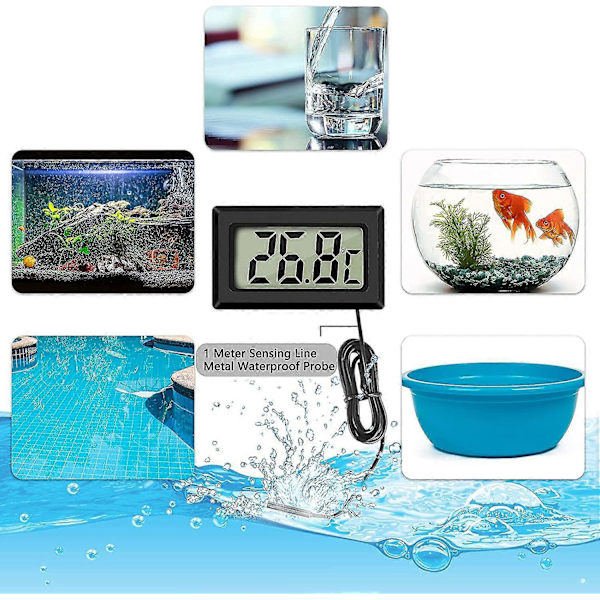 4x Digital LCD Termometer Temperaturmätare med Extern Sond för Kyl Frys Kylskåp Akvarium (4x Svart)