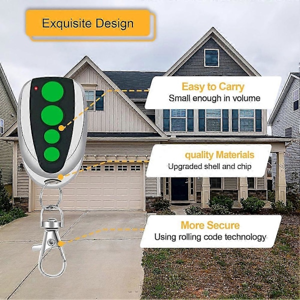 For M12 Portåpner Fjernkontroll 4-knapps Sender for Automatisk Svingende Skyveportåpner, 433.92MHZ, 2-pakning