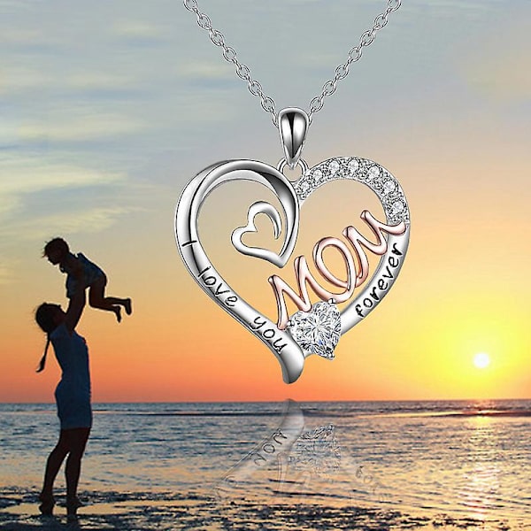 Present till mamma (dubbelt kärlekssmycke i silver) - Julklapp till mamma, födelsedagspresent till mamma | Mors dag-present till dotter och son Smycken G