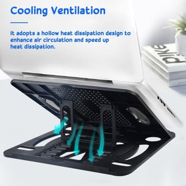 Bärbar datorställ - Ergonomiskt - Vikbart - Ventilerat - Svart