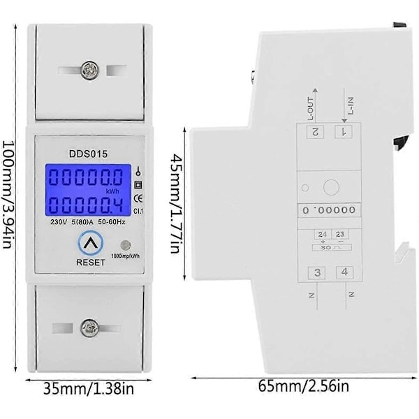 Digital Enfas Energimätare 5-80A 230V 50Hz Energimätare