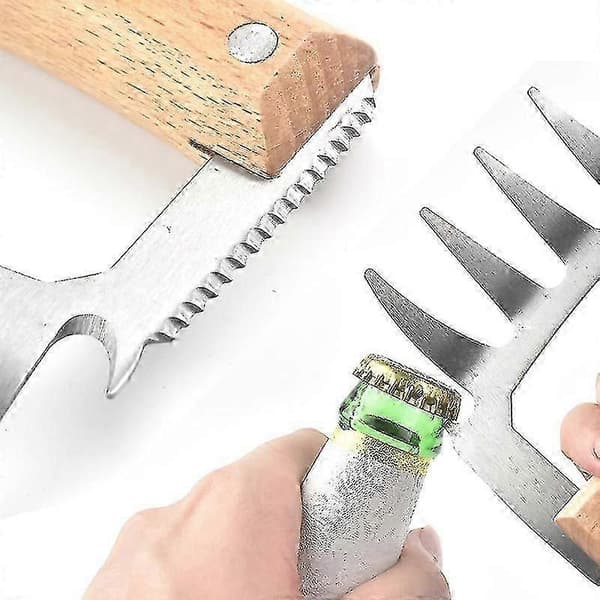 Multifunktionel Kødadskiller (2 stk., Træfarve) - Ideelt Grilltilbehør til Flæskeklør