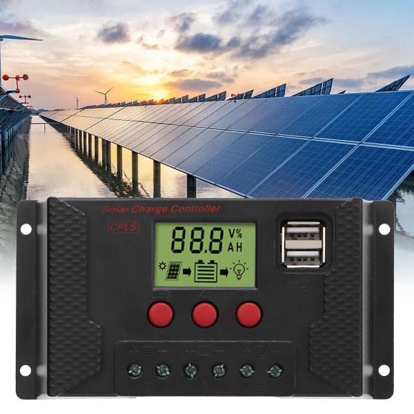 Solcellsregulator Pwm 12v 24v Automatisk Anpassning Lcd-display Usb-port Solcellsregulator 40a