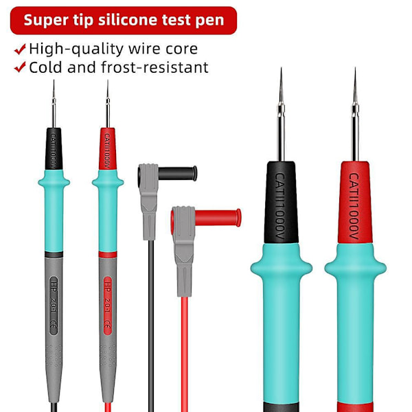 1000V Universal Multimeter Testledninger Myke Silikonkabeltråd for Digitalt Multimeter Nålspiss M