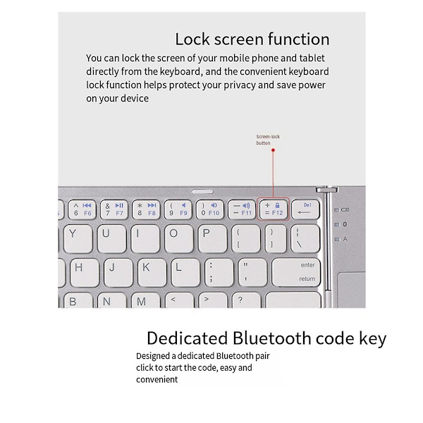 Bluetooth Tastatur Foldbar Trådløs Tastatur Touchpad til IOS/Android/Windows Tablet Mobiltelefon Nøgle