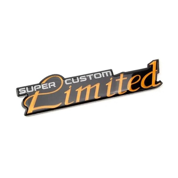Metallialumiininen Super Custom Limited Auto-tarra-tunnuksen nimikilven logo