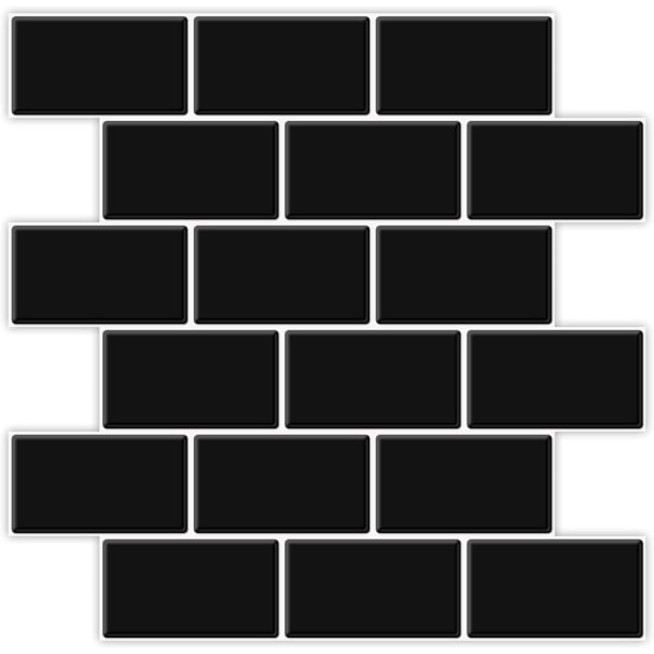 10st badrumsväggkakel Vattentät bottenfärgklistermärke Kakel Dekorativ klistermärke (svart)