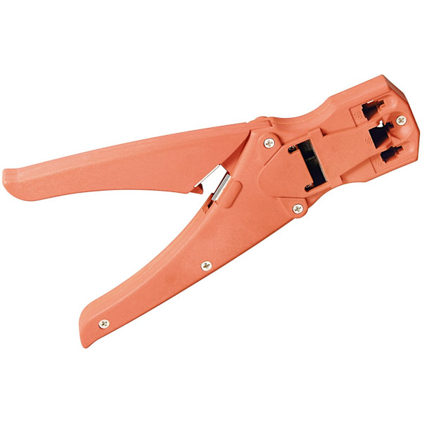 Crimping tool for modular connectors incl. cable cutter and cable stripper