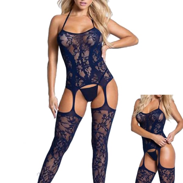 Kvinnors bodysuit med mesh plus storlek Grenlös Sexiga mjuka nattkläder underkläder för kvinnor