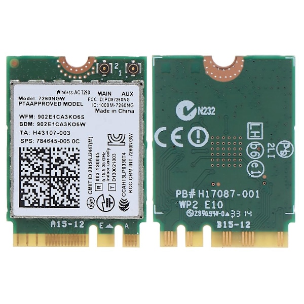 ForIntel Wireless-AC 7260 7260NGW DualBand 2x2 Wi-Fi BT 4.0 NGFF WiFi-kort