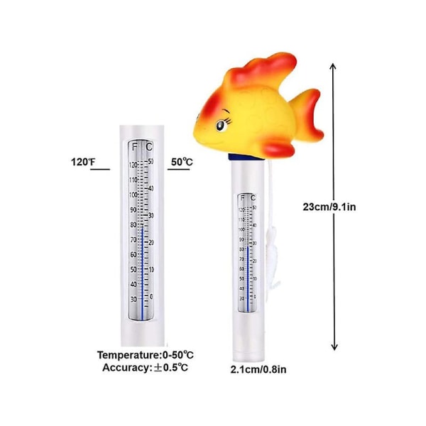Bassengbassengtermometer, flytende bassengtermometer Søt tegneserietermometer Brukes til vanntemperatur til boblebad Svømmebassenger Badestamp Fiskedammen, Go