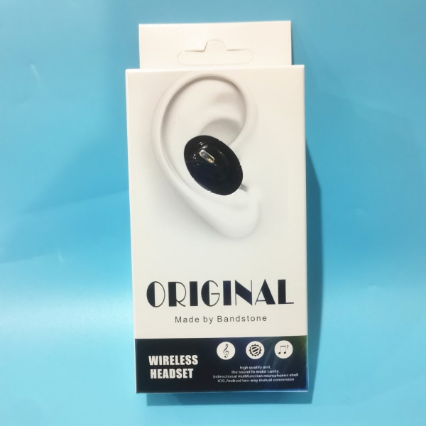 2-pakke X9 Bluetooth 5.0-hodetelefoner Trådløs Mini Monaural (hvit og svart) enkelthodetelefoner