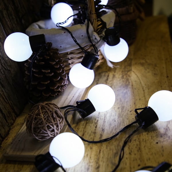 1 stk dekorative lyskæder, 20 LED-bolde til bryllupsfest, ferie, gård, have, værelse (hvid)