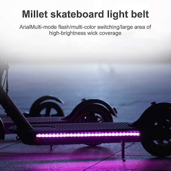 Sähköpotkulaudan LED-valonauha, 2 kpl Yöpyöräily Taitettava Värikäs Lamppu Vedenpitävä Turvallisuus Skeittilauta Koriste-Asusteet Xiaomi M365/pro:lle,