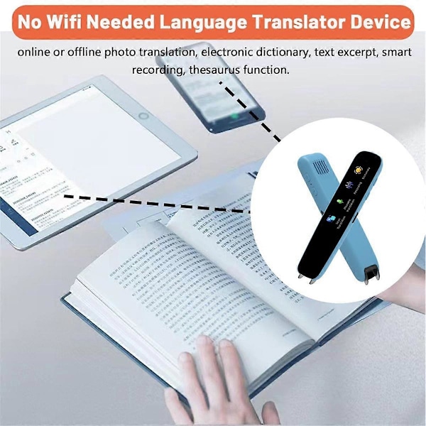 Øyeblikkelig stemmeoversetter, språkoversetterenhet uten WiFi, 112 språk oversetterpenn Traductor A