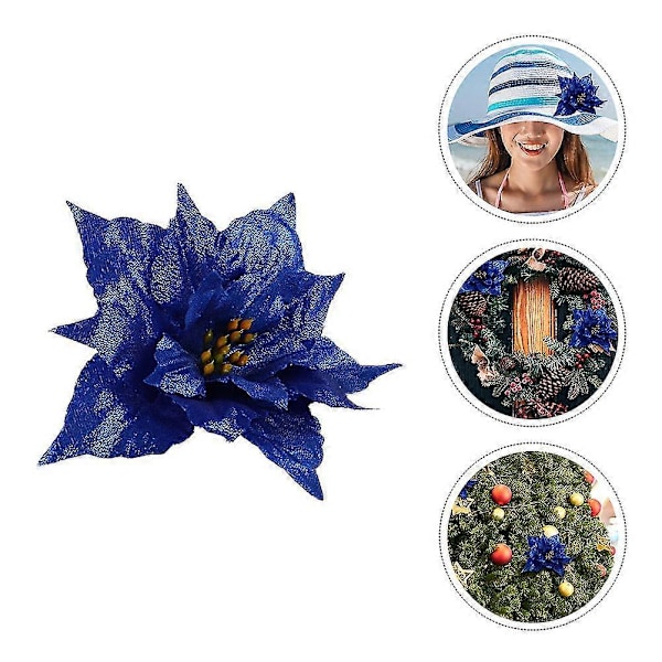 10 st Bröllopsdekoration Konstgjord Glitter Julstjärna Julstjärneblommor Faux Julstjärna Julgran Julstjärna