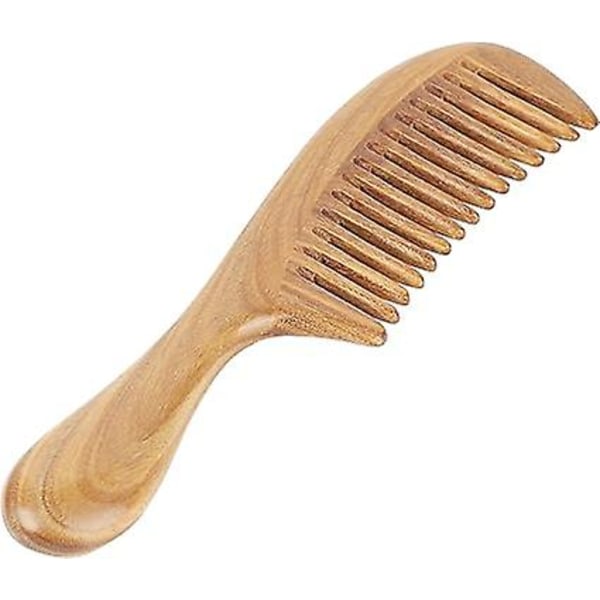 Håndlavet 100% Naturlig Grøn Sandeltræ Hårkam Anti-statisk Sandeltræ Duft Træ Tanglefri Kam (Brede Tænder)