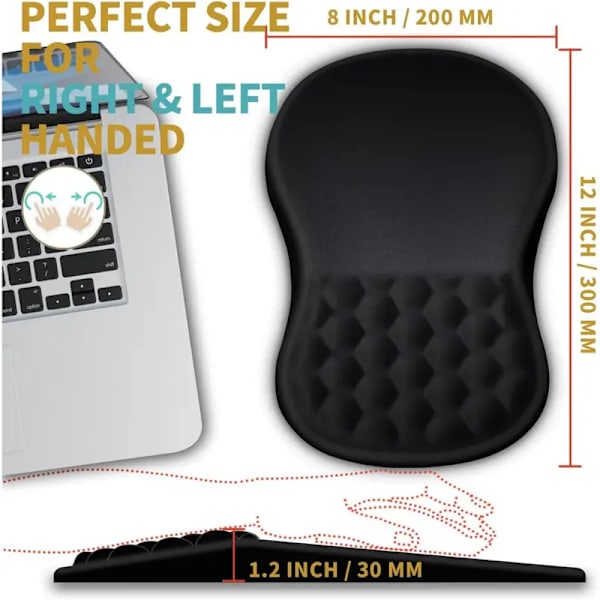 Ergonomisk Gel Musematte Med Håndleddstøtte & Massasje - Smertelindring, Minneskum Pude