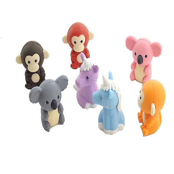 50 stk Animal Viskelær Bulk Mini Blyant Erasers Puslespill Viskelær Skrivebord Kjæledyr Avtakbar montering Puslespill Barn Viskelær