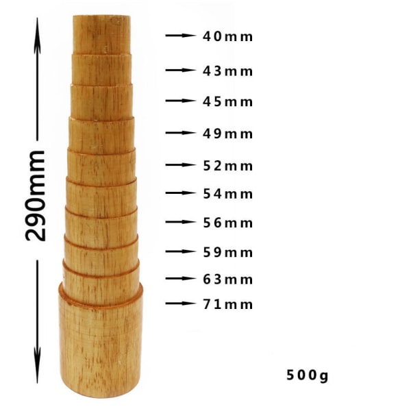 Set 1 kpl puolisuunnikkaan muotoinen puinen pyöreä sauva rannekoruille tee-se-itse korutyökaluille, 290x71mm