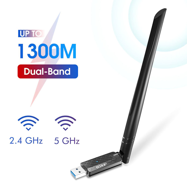 USB WiFi Adapter til PC 1300Mbps USB 3.0 Trådløs Netværk WiFi Dongle Adapter