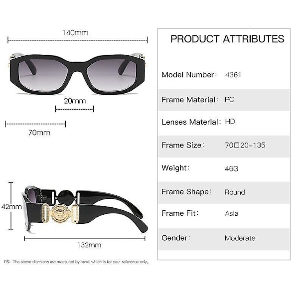 Wekity Trendiga Oregelbundna Rektangulära Solglasögon Uv-skydd Hexagon Horned Rim Tjocka Fashion Shades
