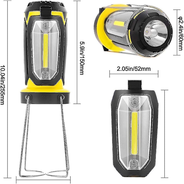 Campinglampe, LED-campinglanterne 6 lysmoduser Ip66 vanntett 1200 Mah Power Bank USB campinglampe oppladbar kompatibel nattfiske utendørs-a