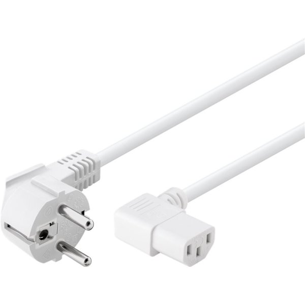 Angled cold appliance cable on both sides, 1.5 m, white
