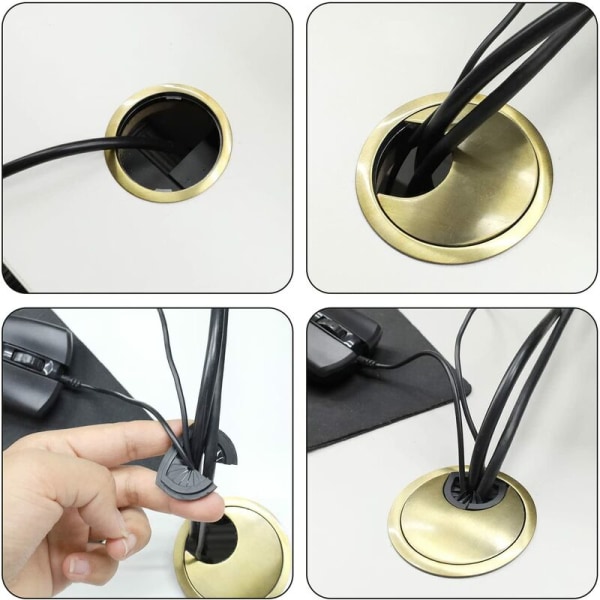 2 stykker kabelgennemføring 60 mm | Kabelhulsdæksel til skriveborde, skriveborde og bordplader