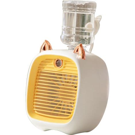 Kjølevifte, USB-lading, 3 vannspraymoduser, 1200 ml vanntank, gul
